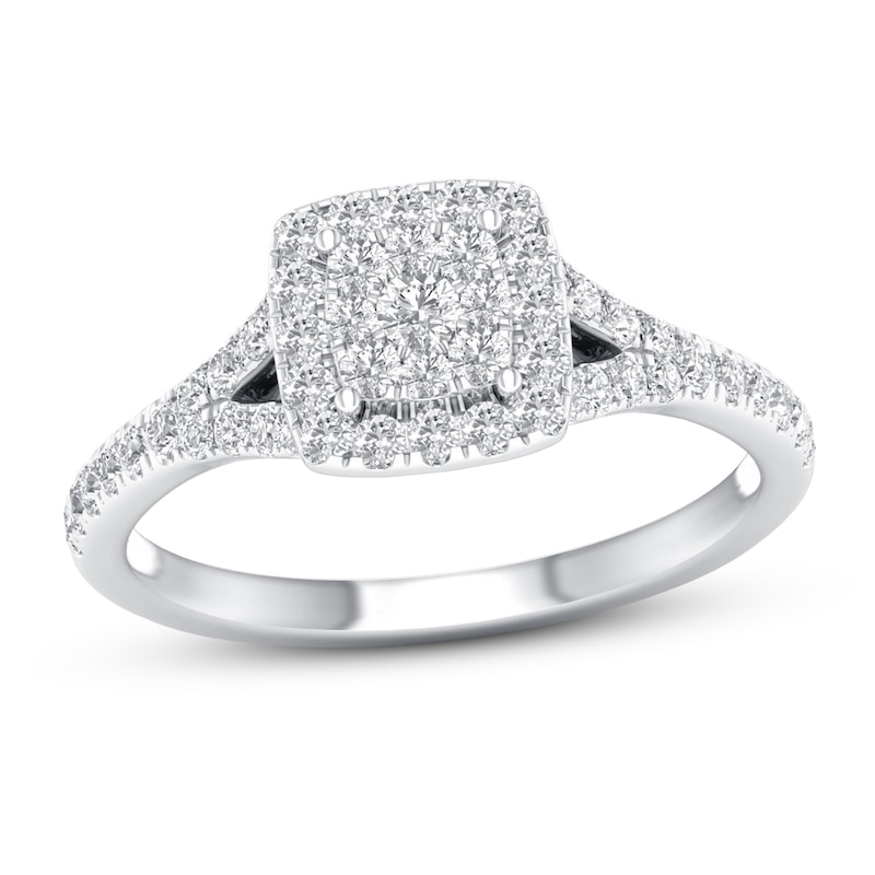 Diamond Engagement Ring 3/8 ct tw Round-cut White Gold Plated