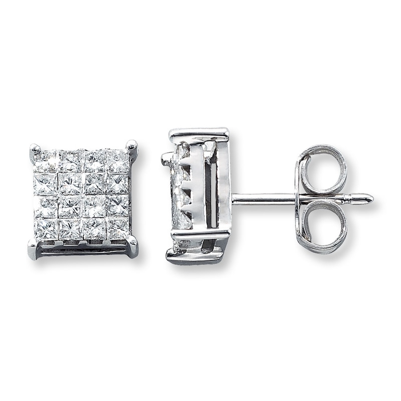 Earrings 5/8 ct tw Diamonds White Gold Plated