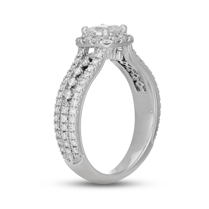 Neil Lane Diamond Engagement Ring 1-1/8 ct tw Princess & Round-cut White Gold Plated