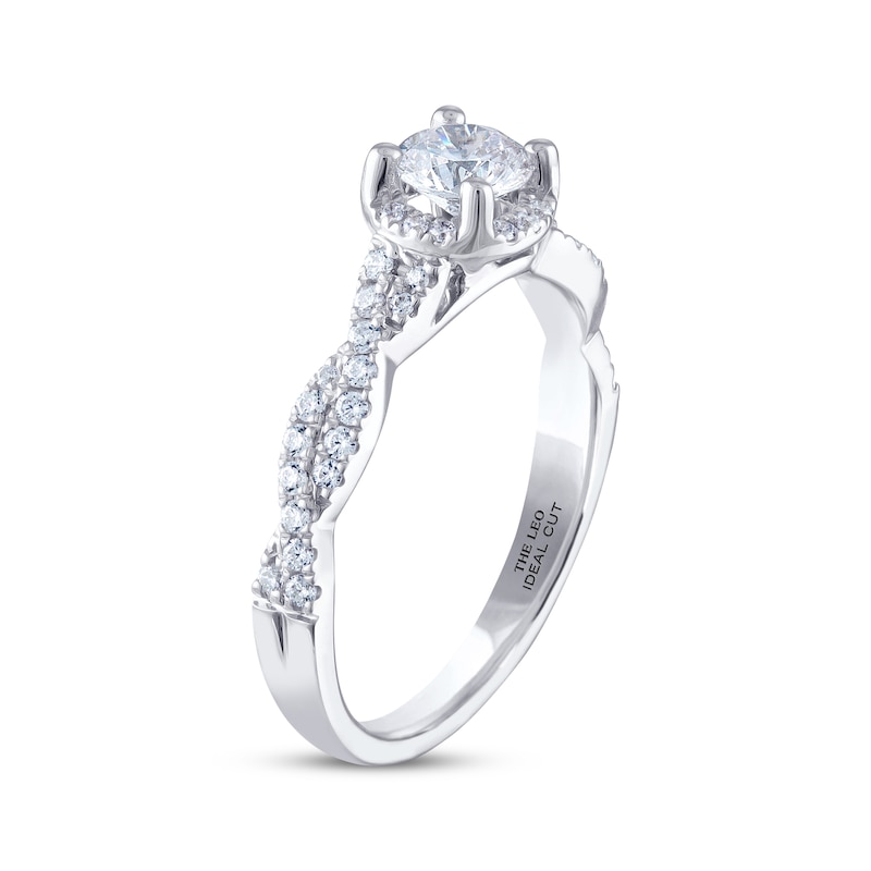 THE LEO Ideal Cut Diamond Engagement Ring 3/4 ct tw Round-cut White Gold Plated