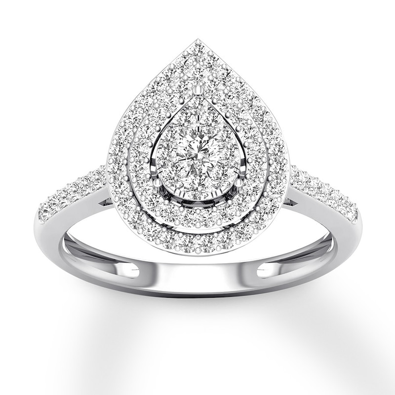 Diamond Engagement Ring 1/2 ct tw Round-cut White Gold Plated
