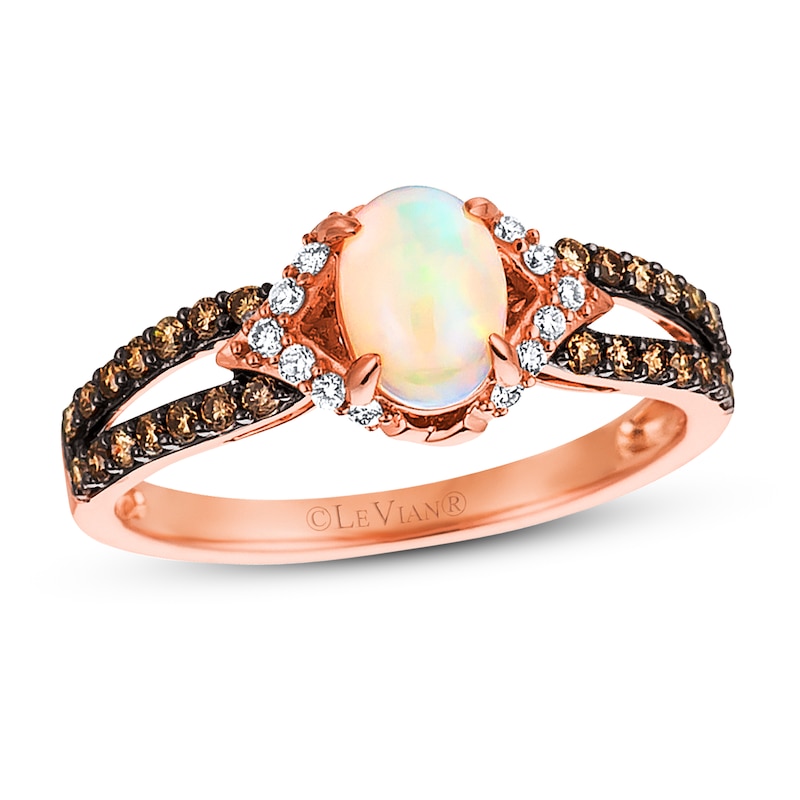 Le Vian Opal Ring 1/3 ct tw Diamonds Strawberry Gold Plated