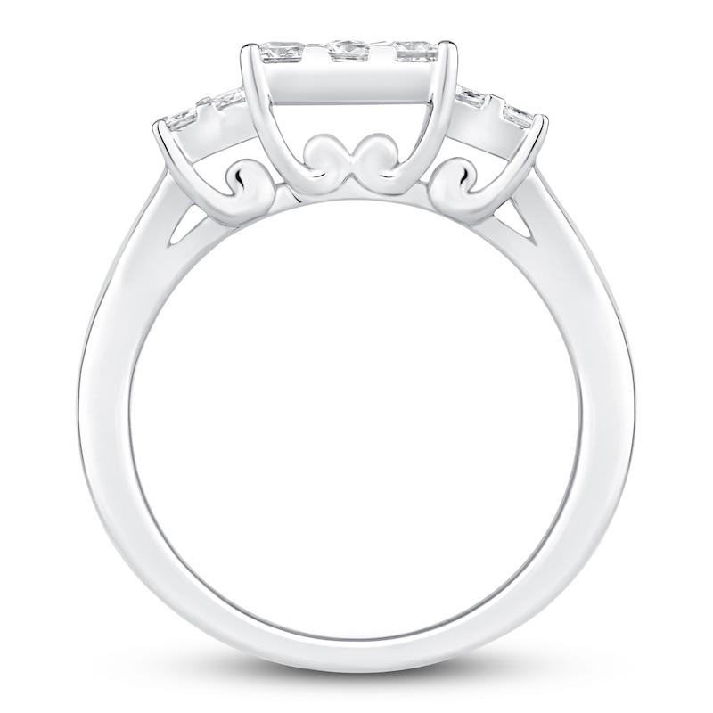 Diamond Engagement Ring 1 ct tw Princess-cut White Gold Plated