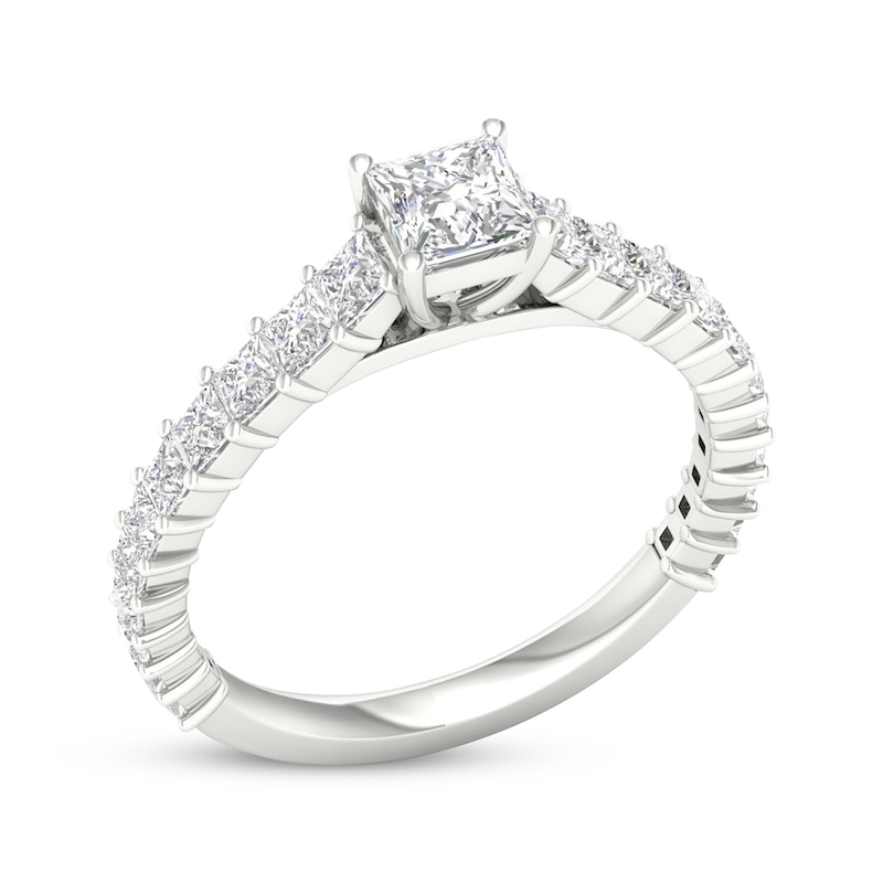 Princess-Cut Diamond Engagement Ring 1-1/3 ct tw White Gold Plated