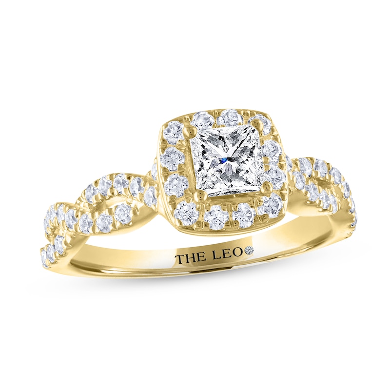 THE LEO Diamond Engagement Ring 1 ct tw Princess & Round-cut Yellow Gold Plated
