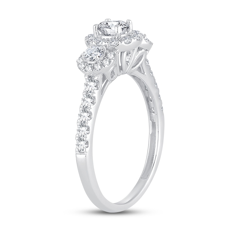 3-Stone Diamond Engagement Ring 1 ct tw Round-cut White Gold Plated