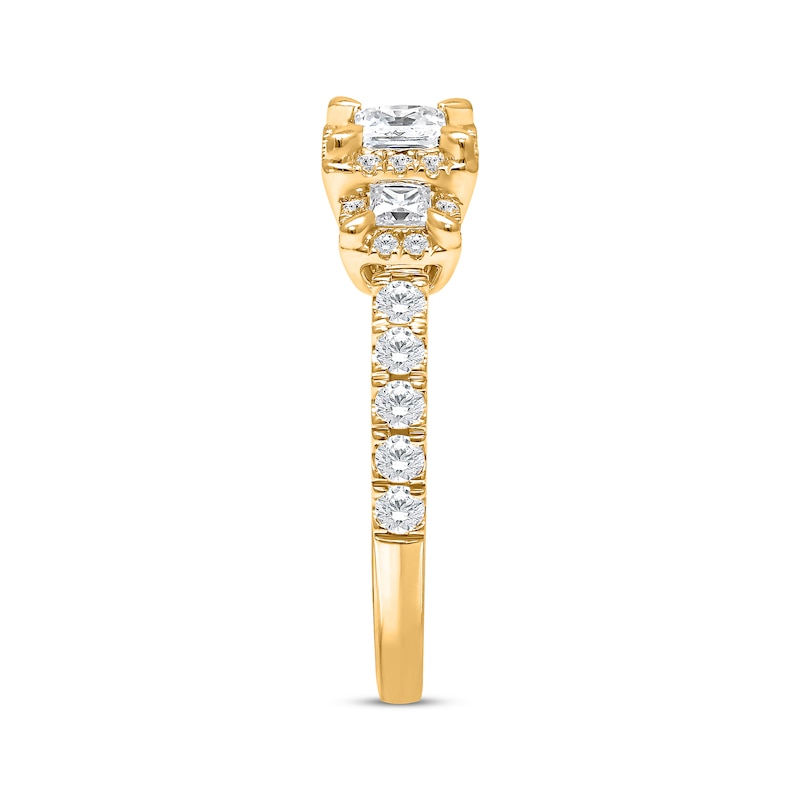 Princess-Cut Diamond Three-Stone Engagement Ring 1 ct tw Yellow Gold Plated