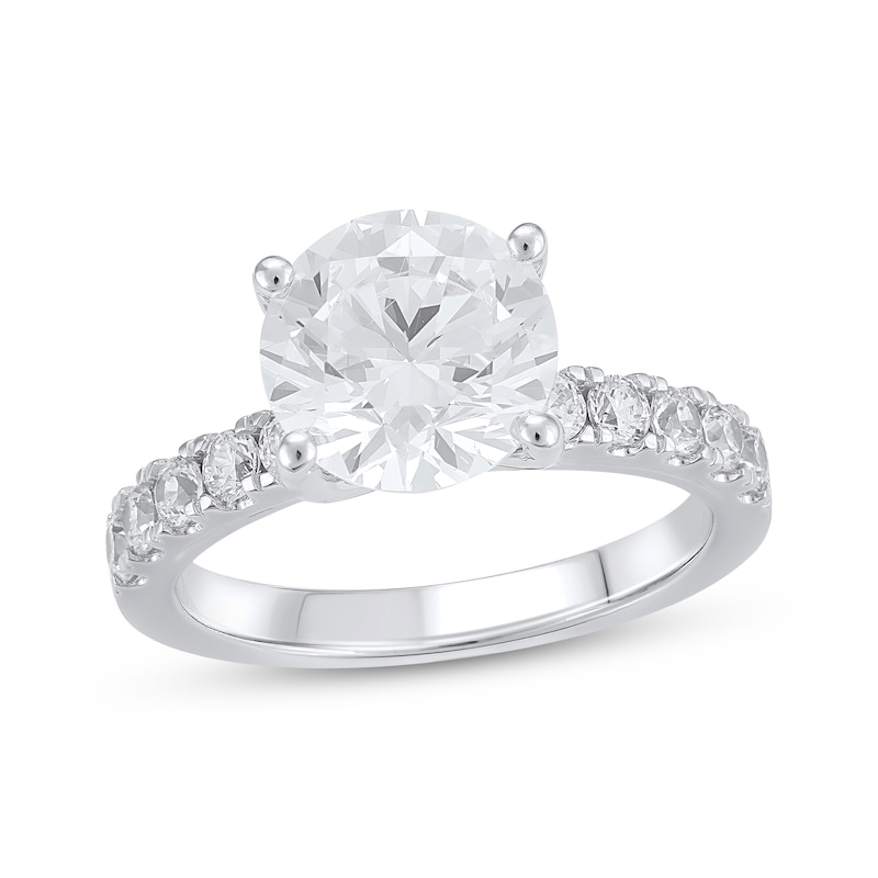 Lab-Created Diamonds by Round-Cut Engagement Ring 3-1/2 ct tw White Gold Plated