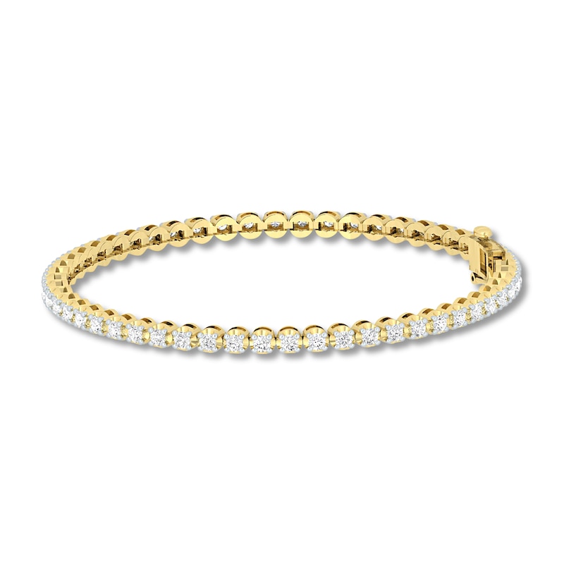 Diamond Tennis Bracelet 2 ct tw Round-cut Yellow Gold Plated 7"