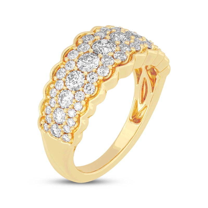 Round-Cut Diamond Scallop-Edged Anniversary Band 1-1/2 ct tw Yellow Gold Plated