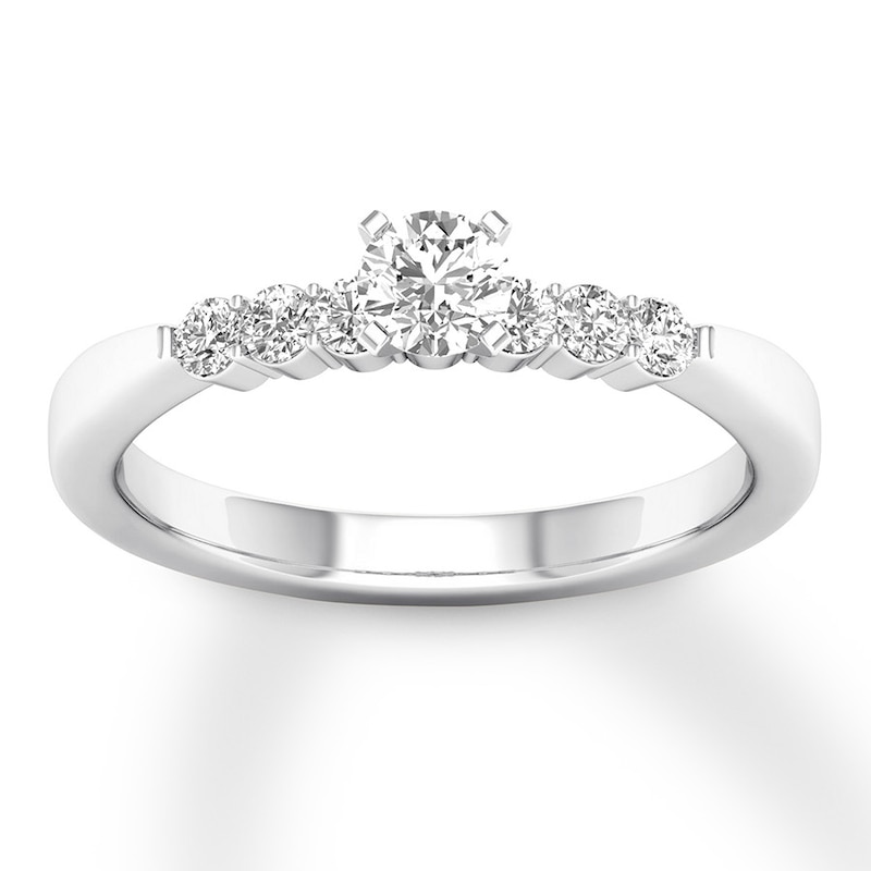 Diamond Engagement Ring 5/8 ct tw Round-cut White Gold Plated