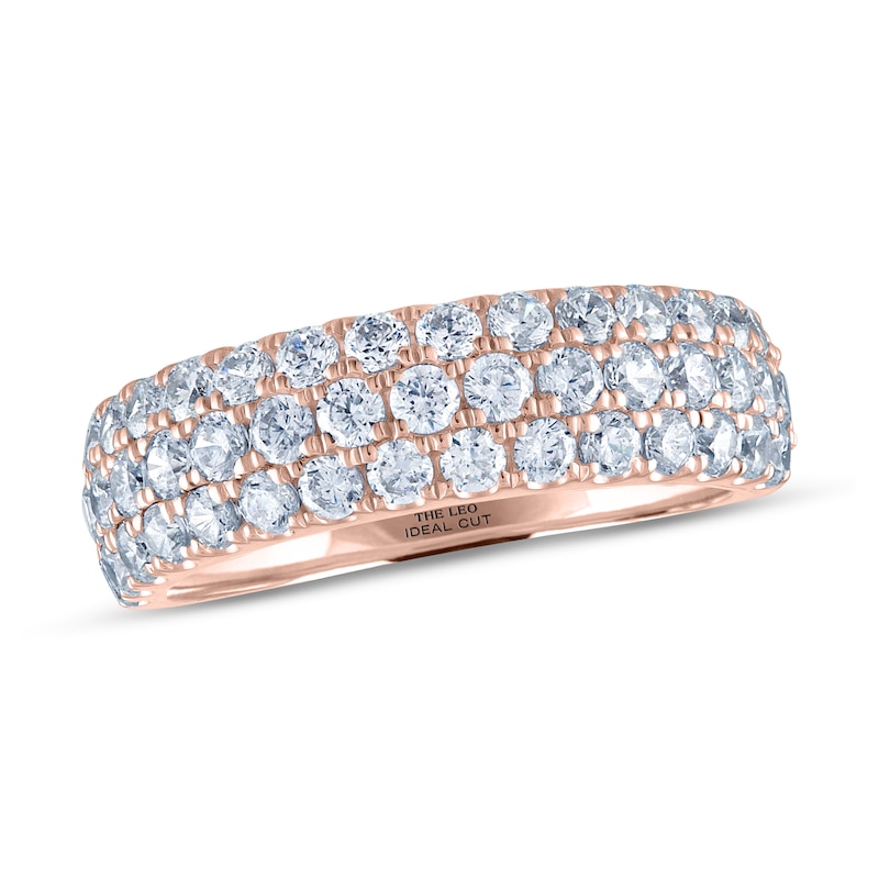THE LEO Ideal Cut Diamond Anniversary Ring 1-1/2 ct tw Rose Gold Plated