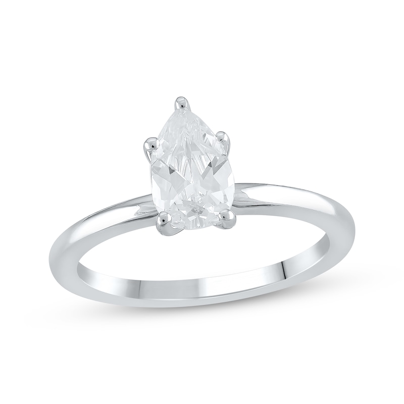 Lab-Created Diamonds by Pear-Shaped Solitaire Ring 1 ct tw White Gold Plated