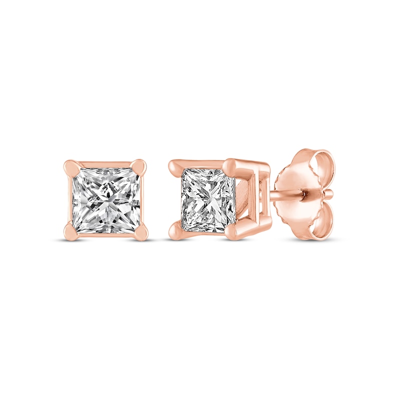Princess-Cut Diamond Solitaire Stud Earrings 1/2 ct tw Rose Gold Plated