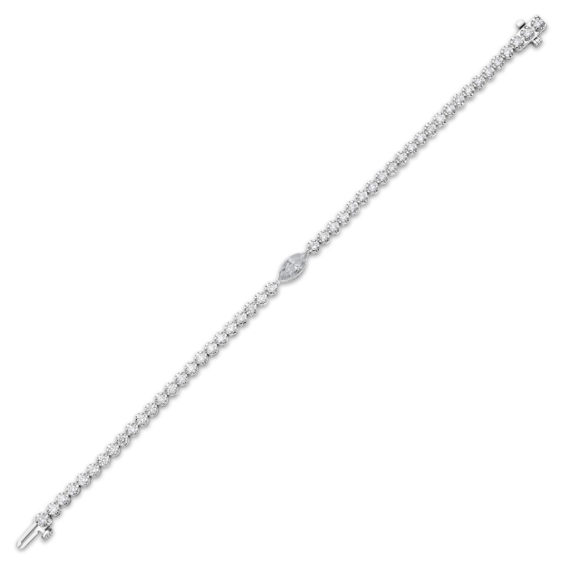 Marquise & Round-Cut Diamond Tennis Bracelet 3-1/5 ct tw White Gold Plated 7"