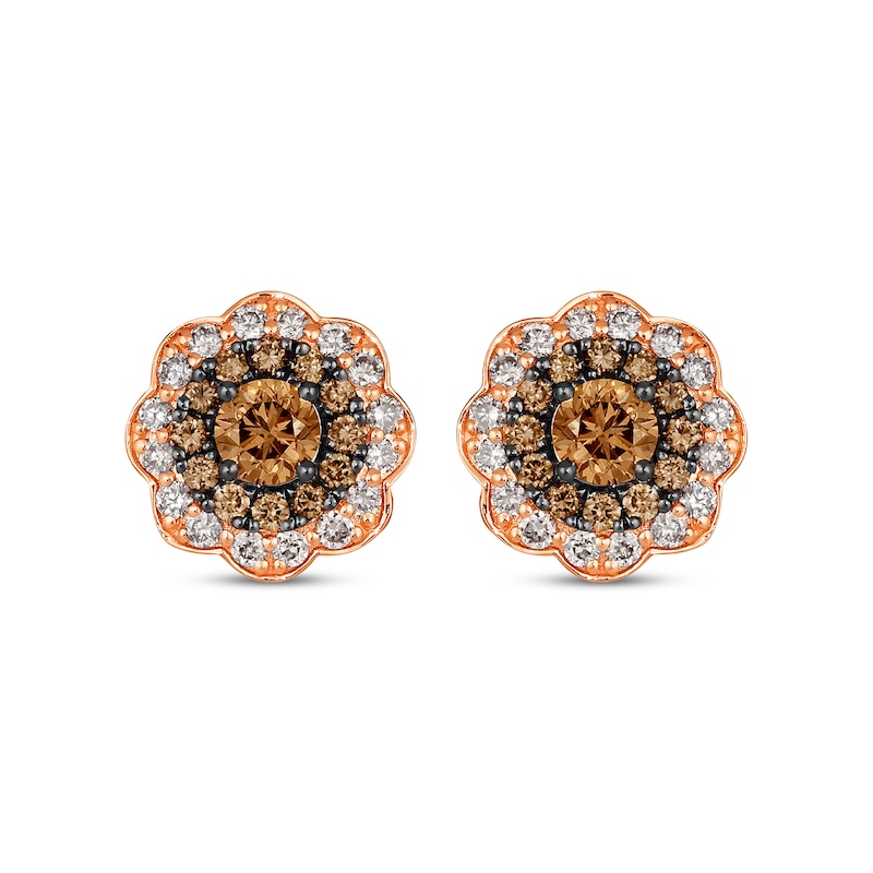 Le Vian Chocolate Diamond Stud Earrings 1-7/8 ct tw Strawberry Gold Plated