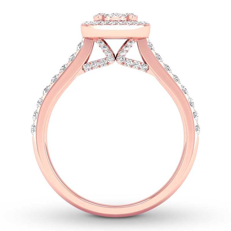 Diamond Engagement Ring 3/4 ct tw Round-cut Rose Gold Plated