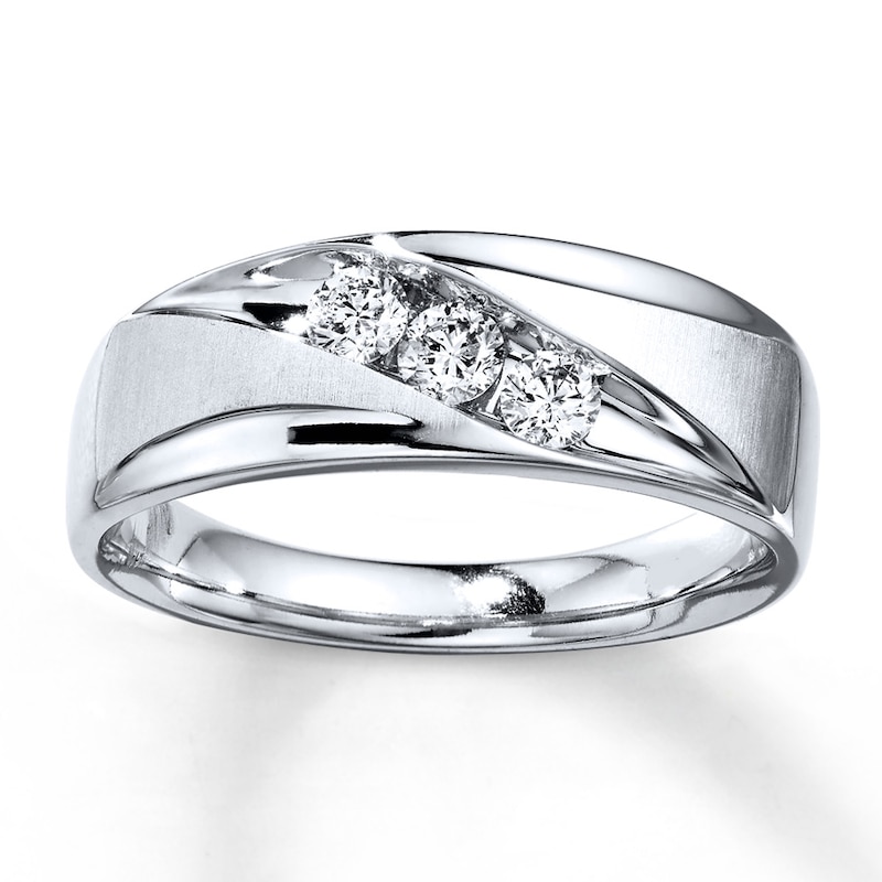 Men's Diamond Wedding Band 3/8 ct tw Round-cut White Gold Plated
