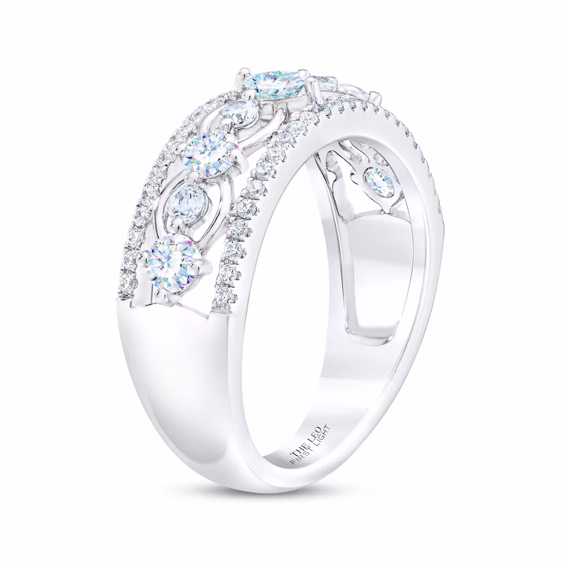 THE LEO First Light Diamond Princess & Round-Cut Anniversary Ring 1 ct tw 14K White Gold