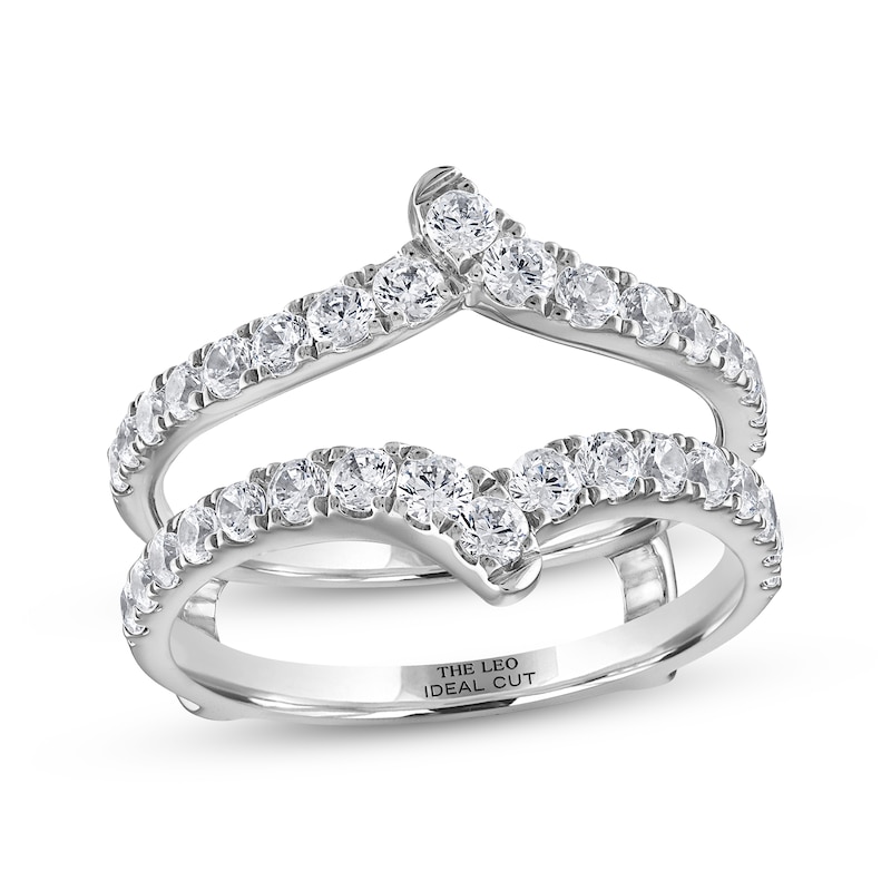 THE LEO Ideal Cut Round-Cut Diamond Curved Enhancer Ring 1 ct tw White Gold Plated