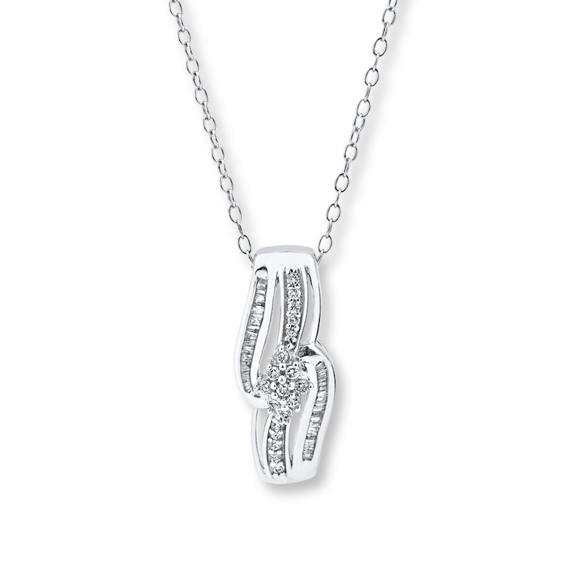 Diamond Necklace 1/4 ct tw Round-cut White Gold Plated