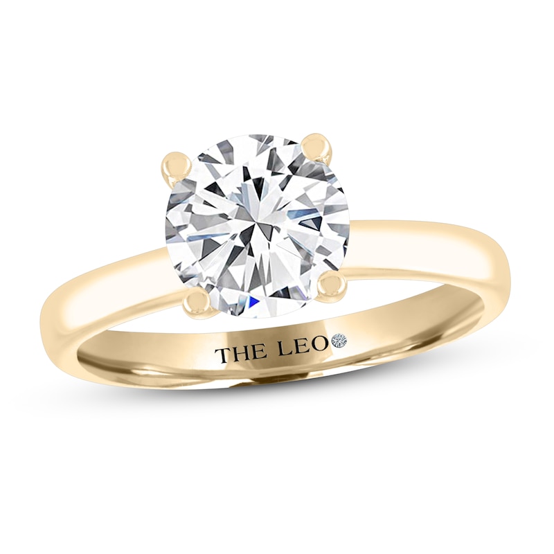 THE LEO Artisan Diamond Solitaire Engagement Ring 2 ct tw Round-cut Yellow Gold Plated