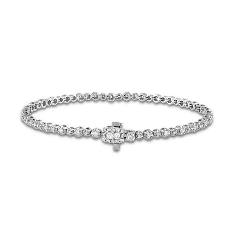 Forever Connected Diamond Bracelet 1 ct tw Round-Cut White Gold Plated 7.25"
