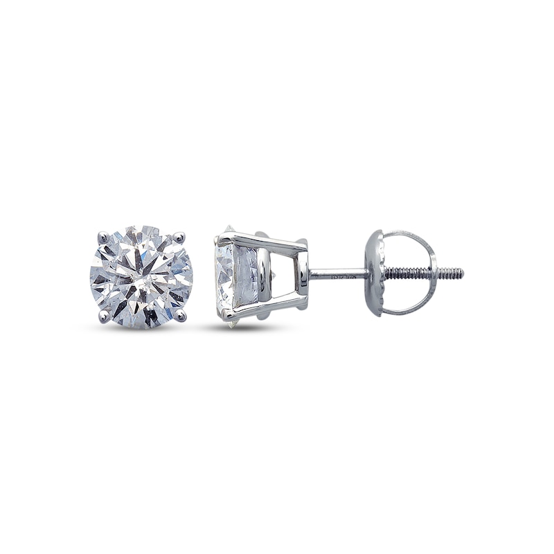 Diamond Solitaire Stud Earrings 1-1/4 ct tw Round-cut White Gold Plated