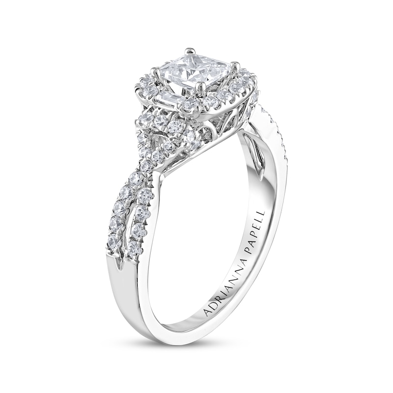 Adrianna Papell Diamond Engagement Ring 7/8 ct tw Princess, Round & Baguette-cut White Gold Plated