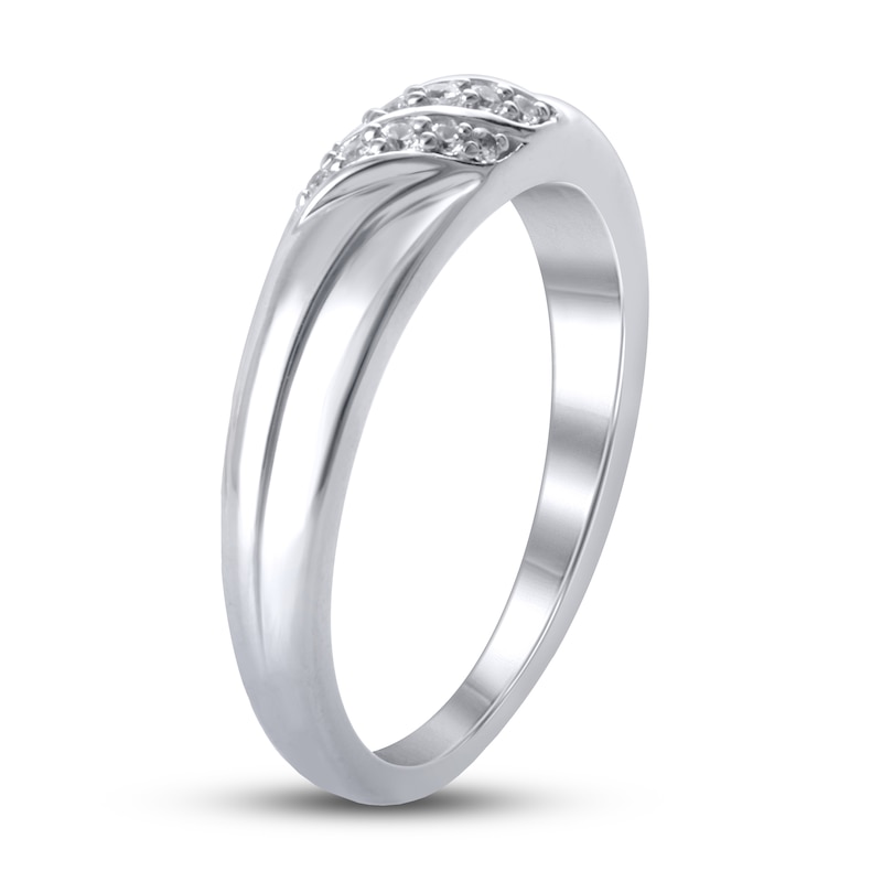 Diamond Wedding Band 1/15 ct tw White Gold Plated