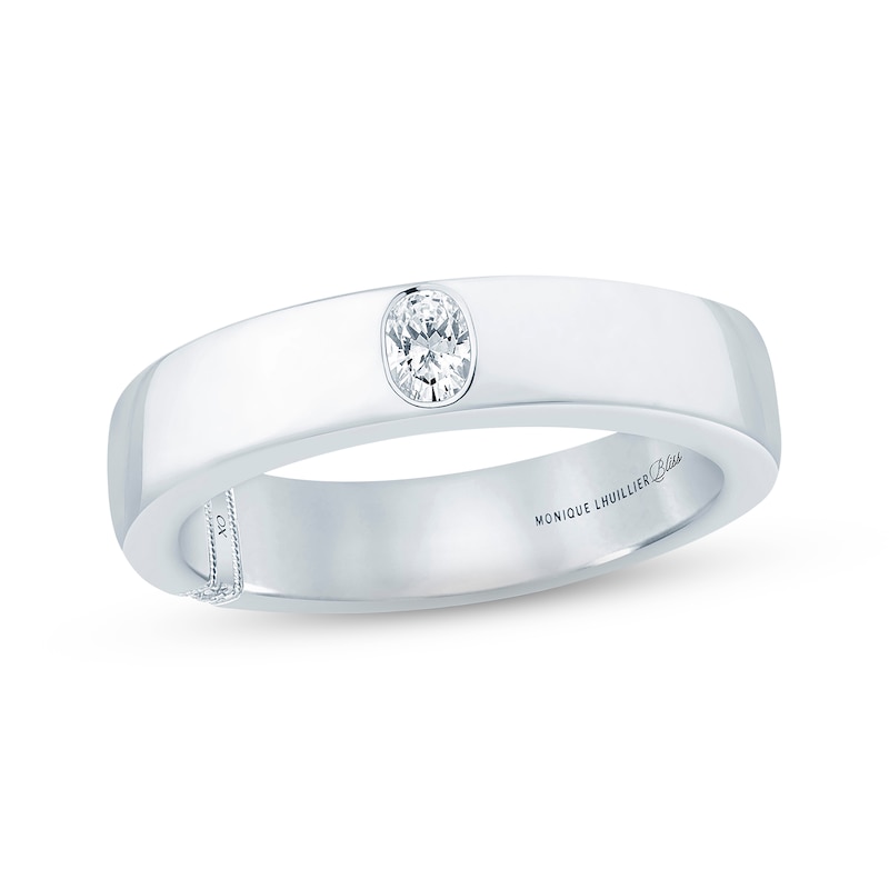 Monique Lhuillier Bliss Men's Diamond Wedding Band 1/4 ct tw Oval & Round-cut White Gold Plated