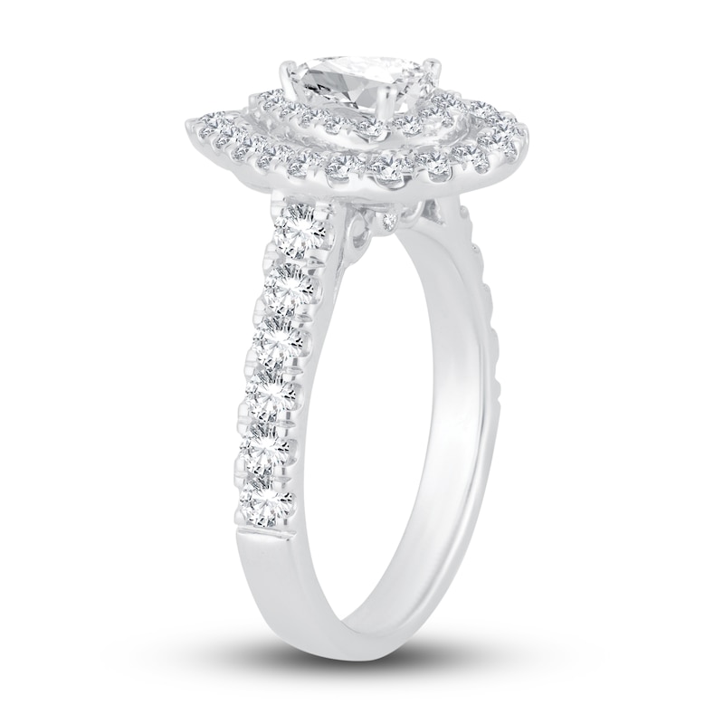 Multi-Diamond Engagement Ring 1-1/2 ct tw Pear & Round-cut White Gold Plated