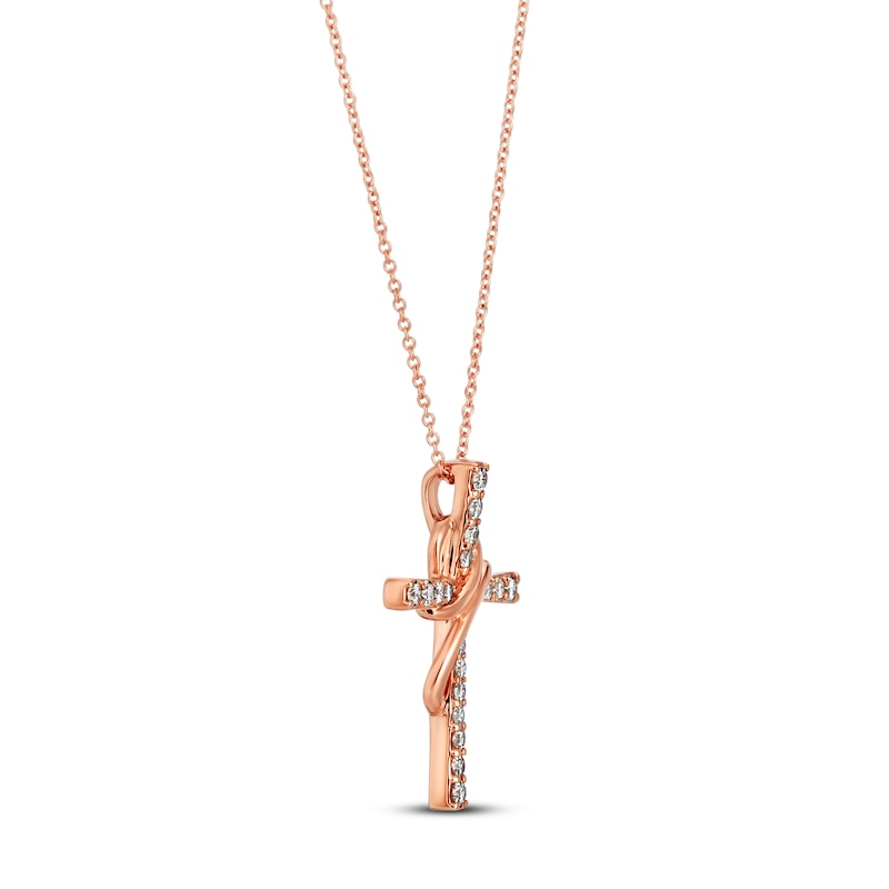 Le Vian Diamond Cross Necklace 1/2 ct tw Strawberry Gold Plated 18"
