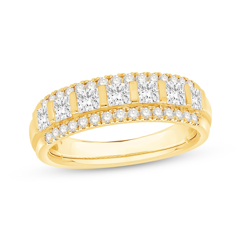Princess-Cut Diamond Anniversary Band 1 ct tw Yellow Gold Plated