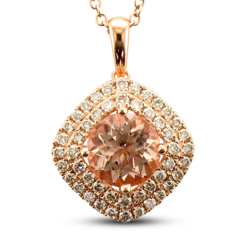 Le Vian Creme Brulee Morganite Necklace 1/2 ct tw Diamonds Strawberry Gold Plated 20"