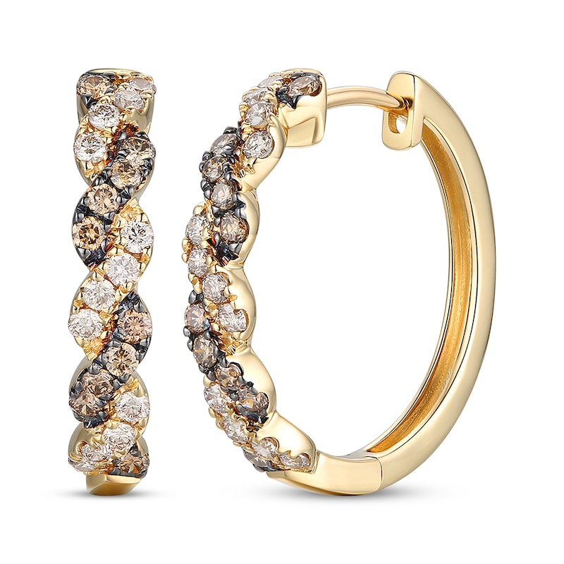 Le Vian Chocolate Twist Diamond Hoop Earrings 3/4 ct tw Honey Gold Plated