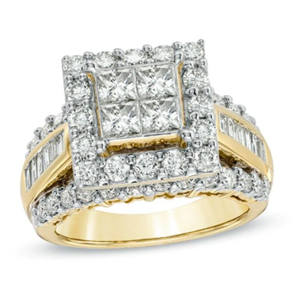3 CT. T.W. Quad Princess-Cut Diamond Frame Ring in 14K Gold