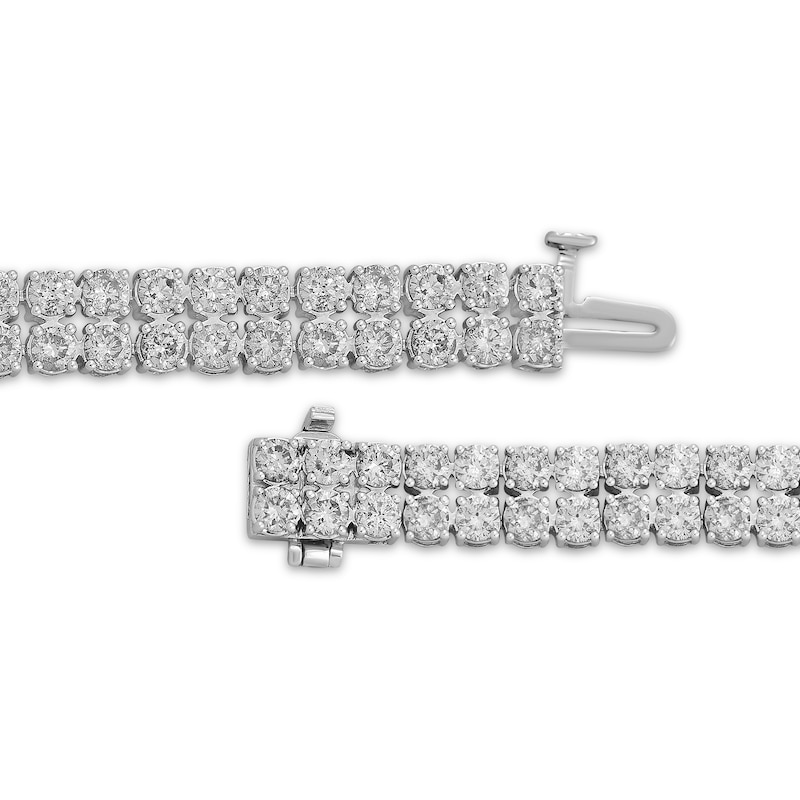 Diamond Double-Row Tennis Bracelet 10 ct tw White Gold Plated 7.25”