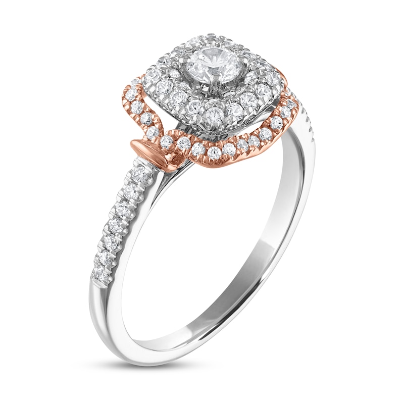 Diamond Engagement Ring 1/2 ct tw Round-cut Two-Tone Gold Plated