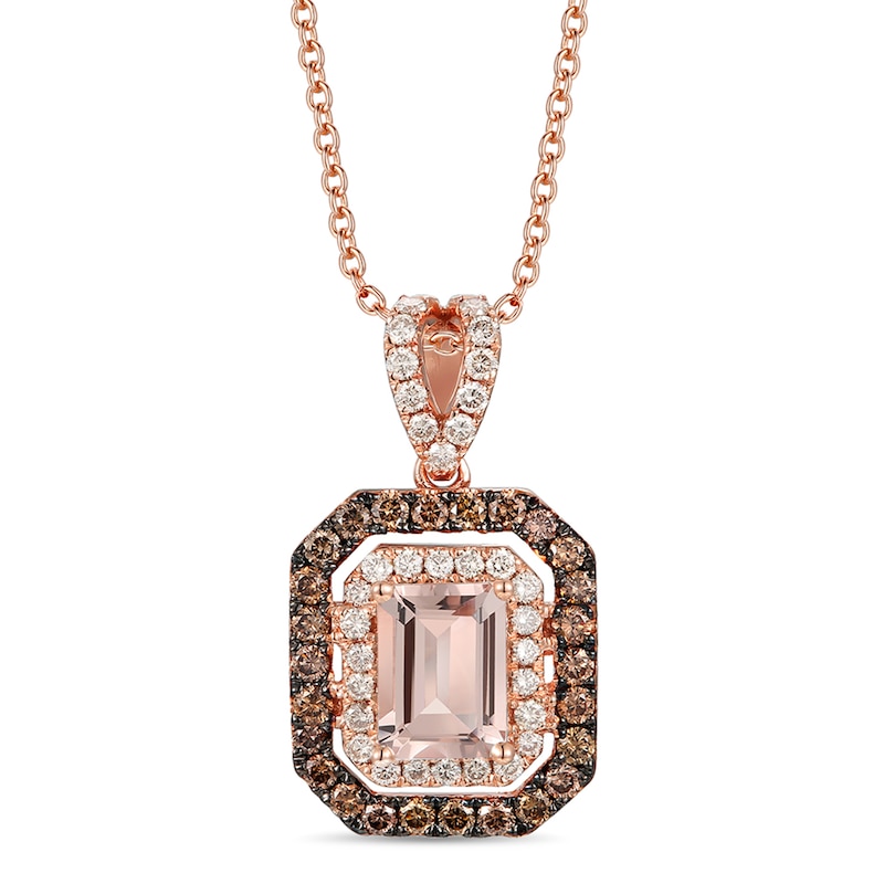 Le Vian Morganite Necklace 1 ct tw Diamonds Strawberry Gold Plated 18"