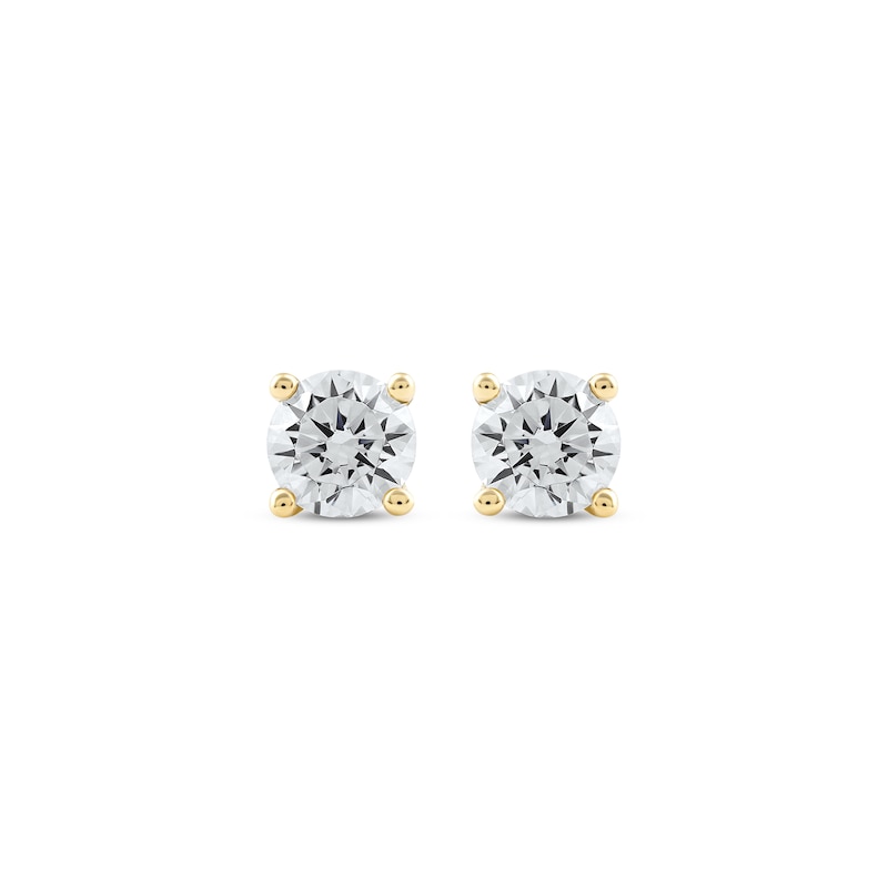 Lab-Created Diamonds by Round-Cut Solitaire Stud Earrings 3/4 ct tw Yellow Gold Plated