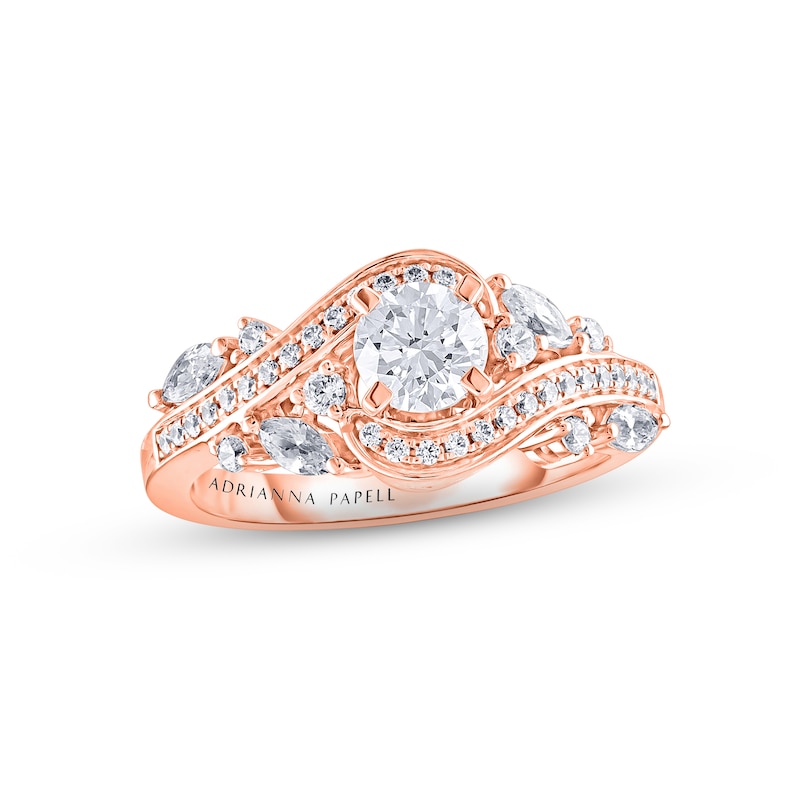 Adrianna Papell Diamond Engagement Ring 1 ct tw Round & Marquise-cut Rose Gold Plated