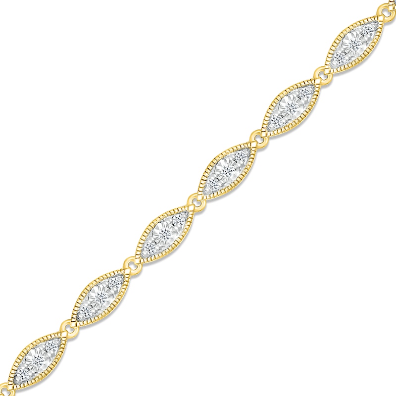 Diamond Milgrain Bracelet 3/8 ct tw Round-cut Yellow Gold Plated 7"