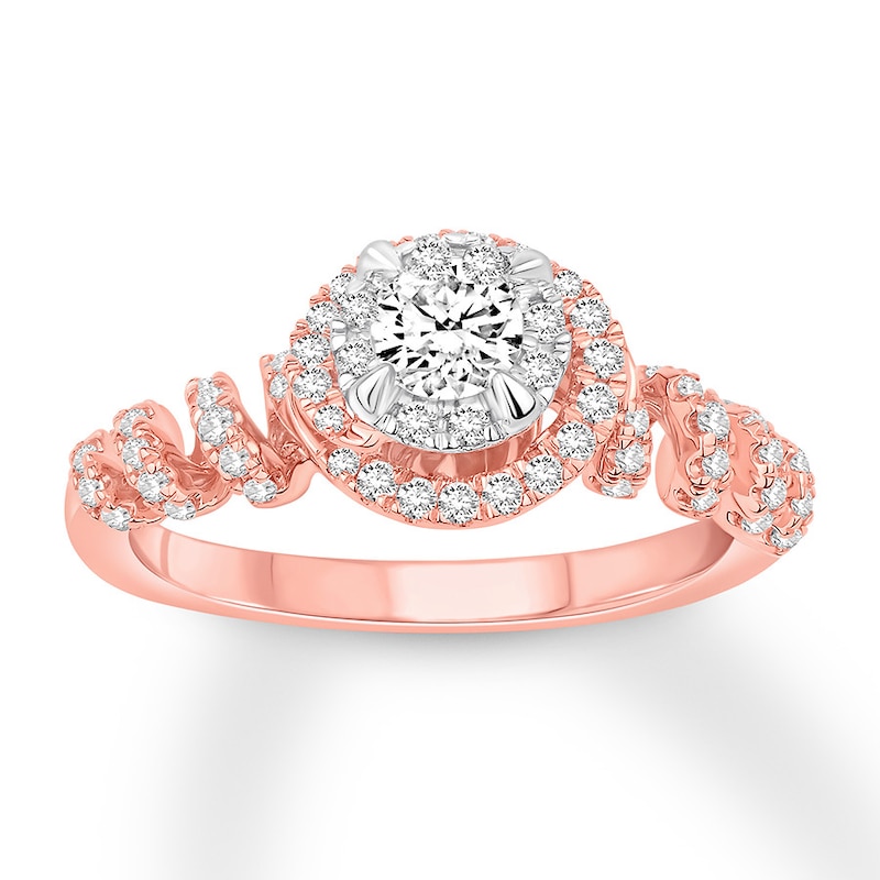 Diamond Engagement Ring 5/8 ct tw Round-cut Rose Gold Plated