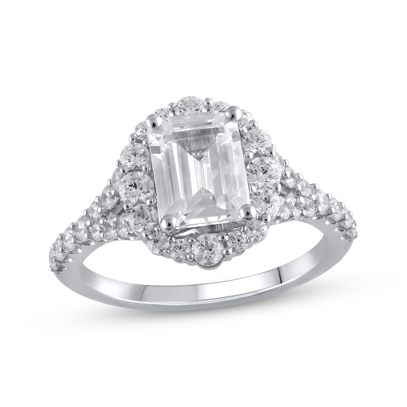 Lab-Created Diamonds by Emerald-Cut Engagement Ring 2-3/4 ct tw White Gold Plated