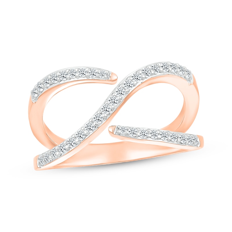 Diamond Deconstructed Bypass Ring 1/4 ct tw Rose Gold Plated