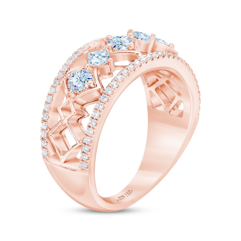 THE LEO First Light Diamond Princess & Round-Cut Anniversary Band 3/4 ct tw Rose Gold Plated