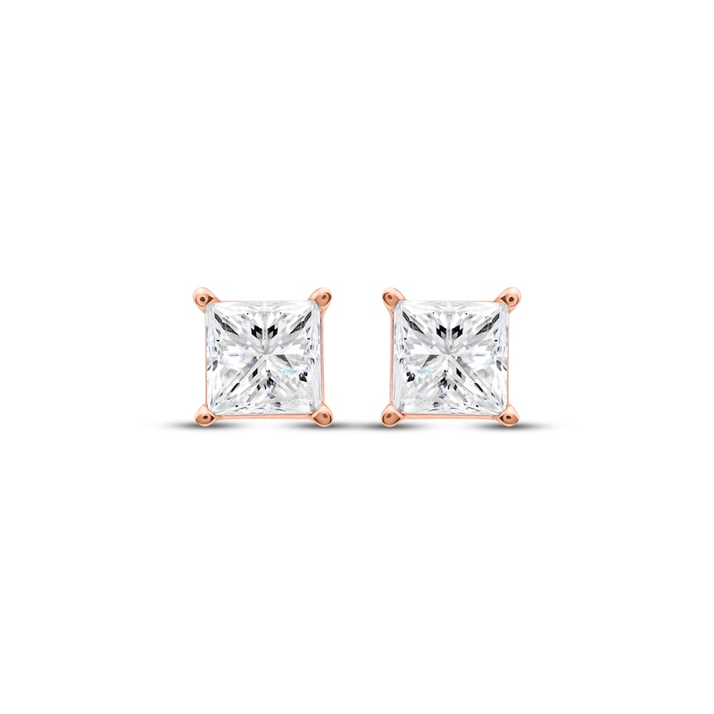 Diamond Solitaire Stud Earrings 1-1/5 ct tw Princess-cut Rose Gold Plated