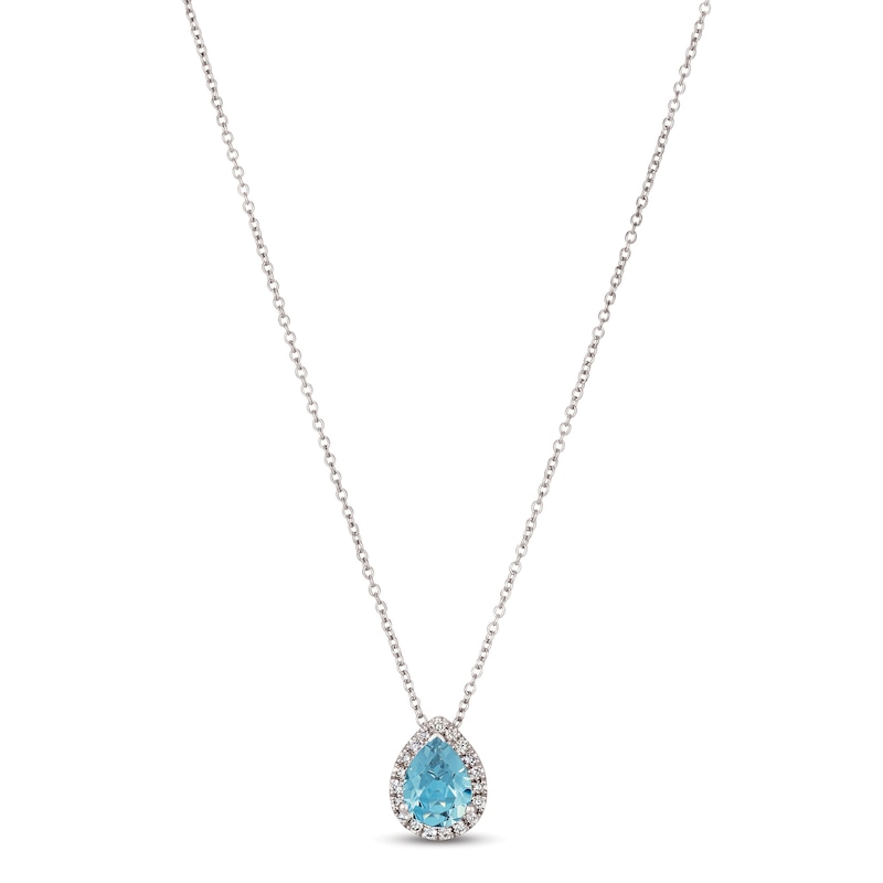 Le Vian Aquamarine & Diamond Necklace 1/8 ct tw Vanilla Gold Plated 18"