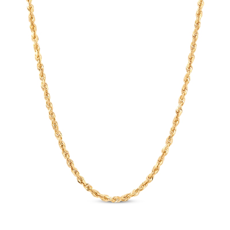 Solid Glitter Rope Chain Necklace 3.8mm Yellow Gold Plated 22"